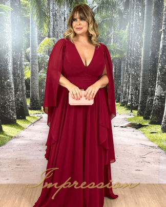 Vestido de Festa Longo Plus Size Marsala