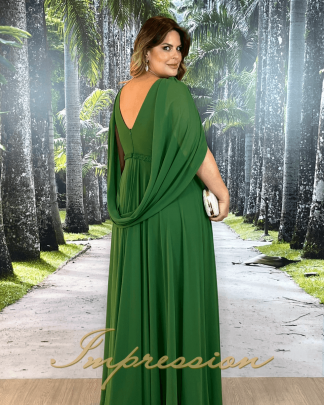 Vestido de Festa Longo Plus Size Verde Oliva