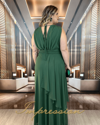 Vestido de Festa Longo Plus Size Verde Oliva