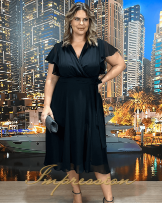 Vestido de Festa Midi Plus Size Preto