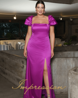 Vestido de Festa Longo Plus Size Fucsia