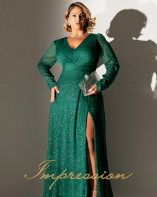 Vestido de Festa Longo Plus Size Verde Esmeralda