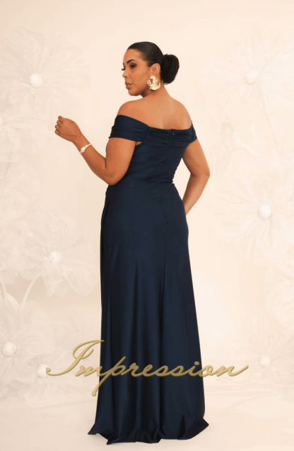 Vestido de Festa Longo Plus Size Marinho - Image 2