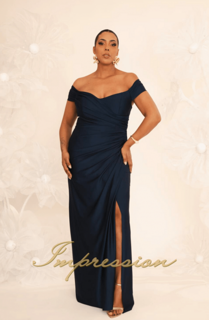 Vestido de Festa Longo Plus Size Marinho