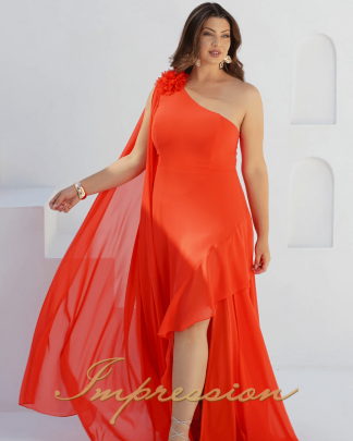 Vestido de Festa Longo Plus Size Laranja