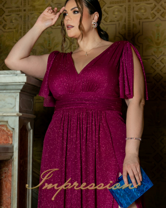 Vestido de Festa Longo Plus Size Fucsia