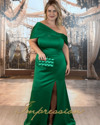 Vestido de Festa Longo Plus Size Verde Esmeralda