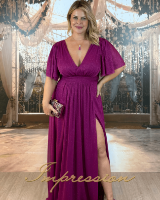 Vestido de Festa Longo Plus Size Fucsia