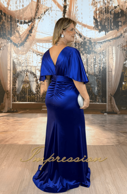 Vestido de Festa Longo Plus Size Azul Royal - Image 2