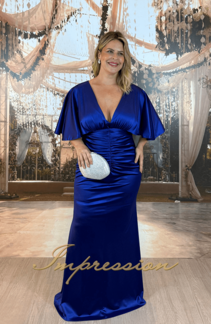 Vestido de Festa Longo Plus Size Azul Royal