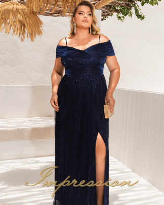 Vestido de Festa Longo Plus Size Marinho