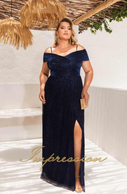 Vestido de Festa Longo Plus Size Marinho