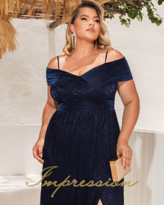 Vestido de Festa Longo Plus Size Marinho