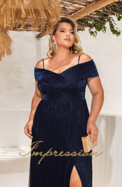 Vestido de Festa Longo Plus Size Marinho - Image 2