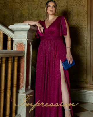 Vestido de Festa Longo Plus Size Fucsia