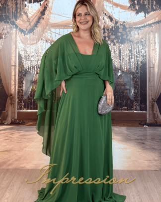 Vestido de Festa Longo Plus Size Verde Oliva