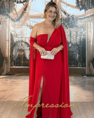 Vestido de Festa Longo Plus Size Vermelho